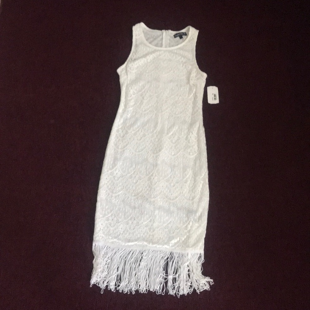 White lace/ fringe dress